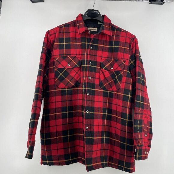 Trails End Wool Blend Mens XL Shacket Quilted Flannel Plaid Chore Pockets Jacket - Picture 1 of 9